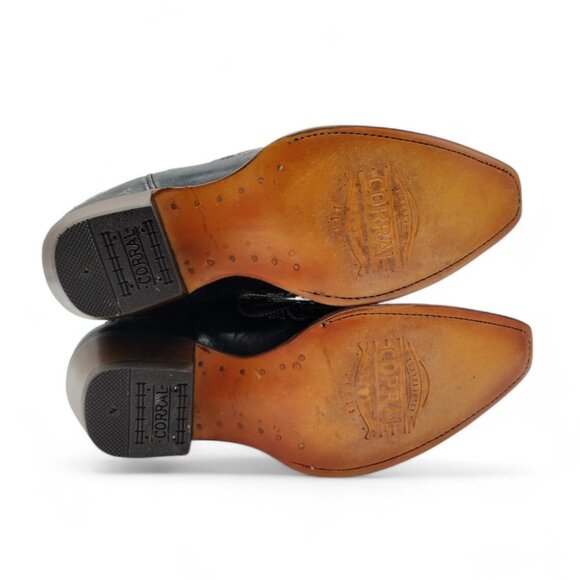 Corral Women's Size 7 Black Dual Tone Inlay Intricate Embroidery Western Boots - Picture 15 of 15